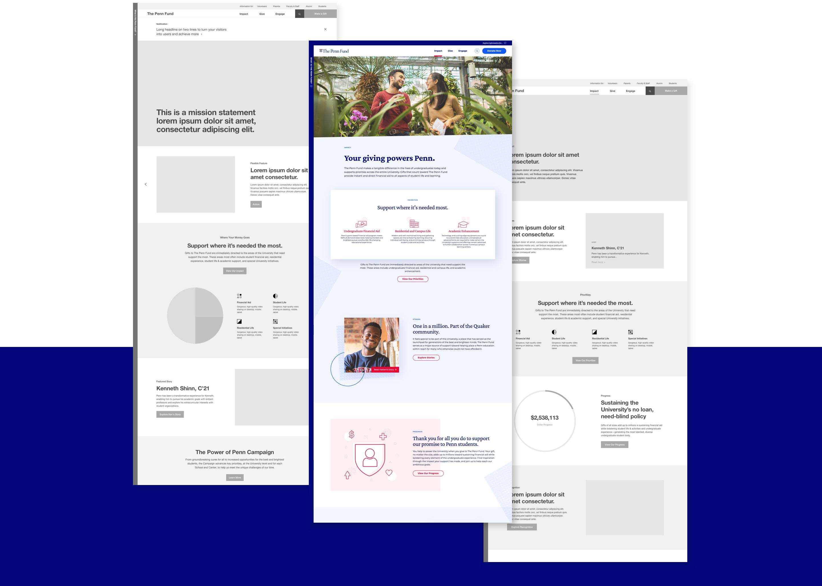 Penn fund wireframes fullwidth